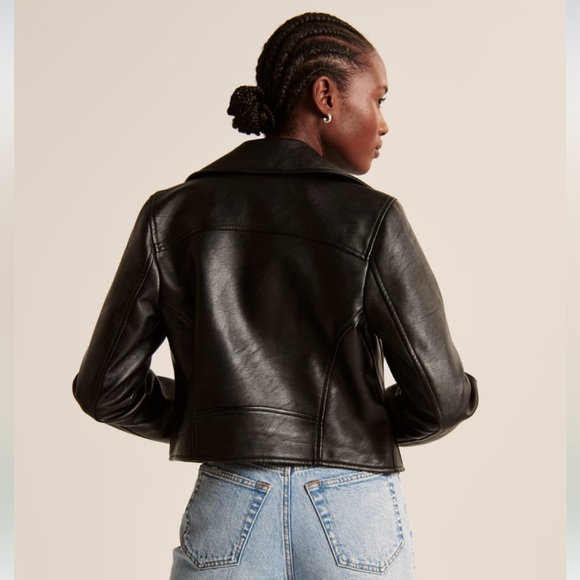 Abercrombie Vegan Leather Motorcycle Biker Jacket 2XS extra extra small - Picture 6 of 8